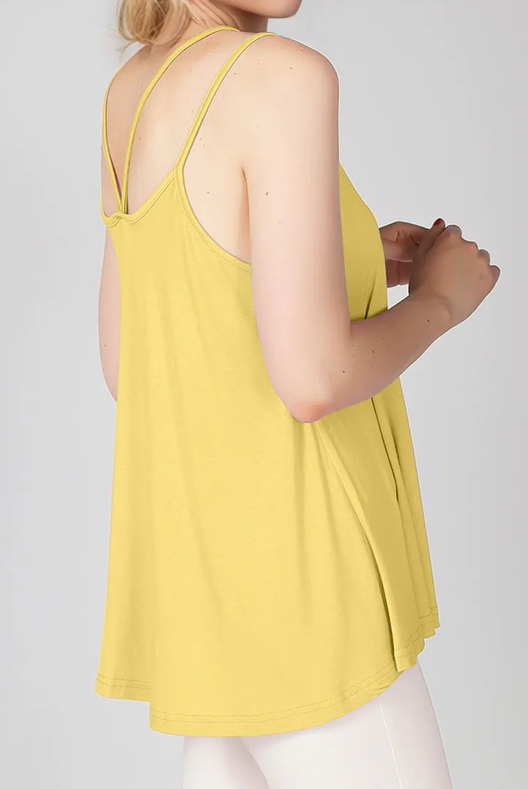 Bamboo Bliss Scoop Neck Double Spaghetti Straps Cami