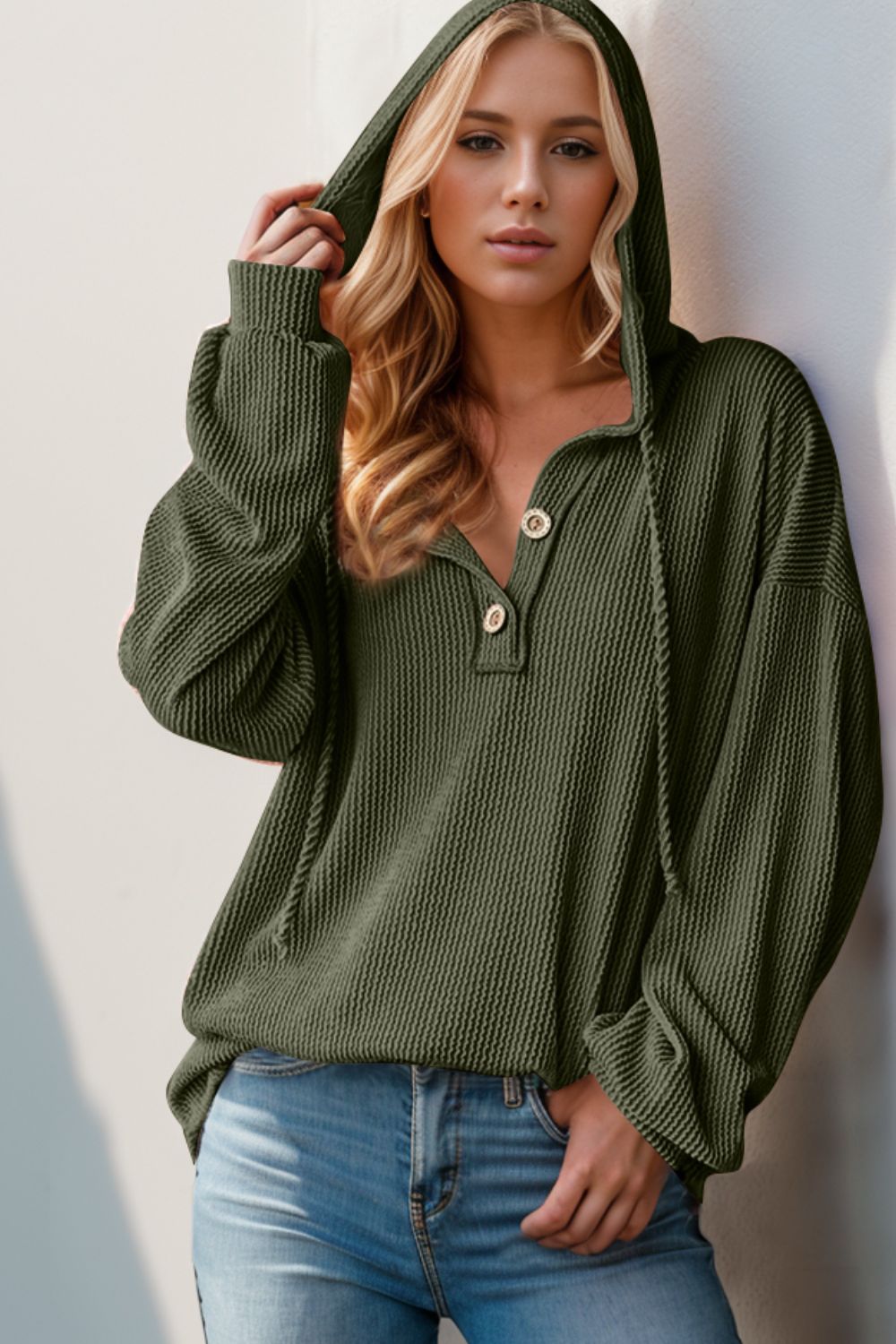 Ashley Button-up Long Sleeve Hoodie