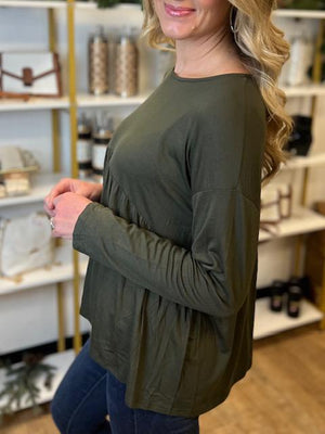 Parker Dark Olive Peplum Top