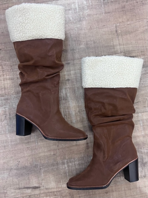 Katerina Sherpa Lined Cognac Wide Calf Boots