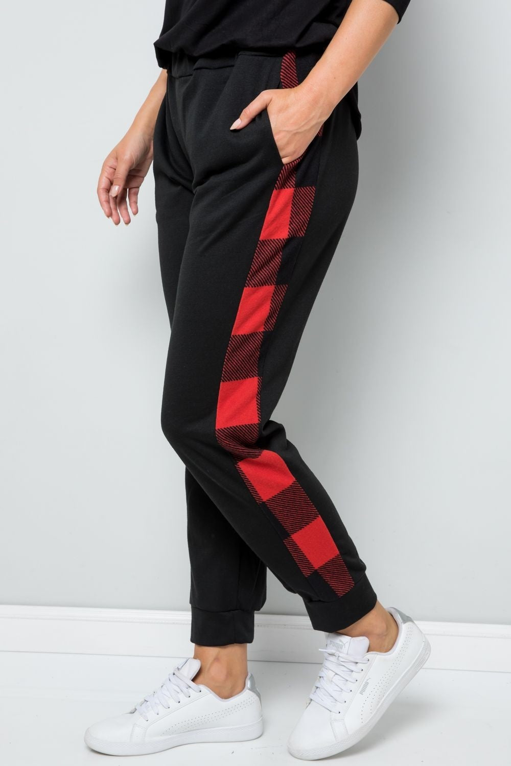 Buffalo Plaid Side Print Joggers