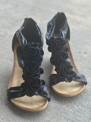 Harlequin Sandal in Black | Sparkles & Lace Boutique