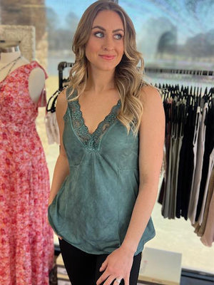 Cassandra Lace Cami in Jade | Sparkles & Lace Boutique