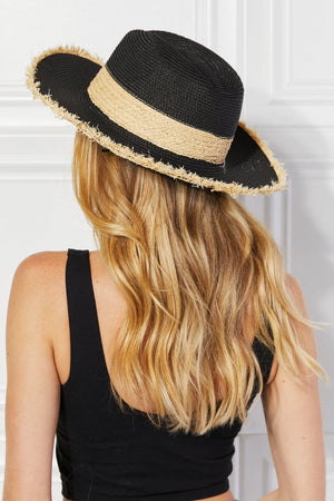 Poolside Straw Fedora Hat in Black - Online Exclusive | Sparkles & Lace Boutique