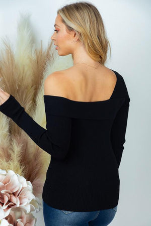 Naomi Black One Shoulder Neckline Top | Sparkles & Lace Boutique