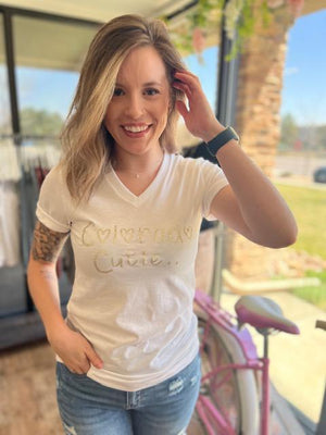 Colorado Cutie with a Rocky Mountain Booty Tee - White with Gold | Sparkles & Lace Boutique