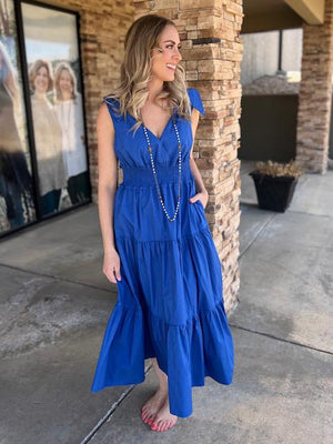 Reagan Royal Blue Ruffled Tiered Dress | Sparkles & Lace Boutique