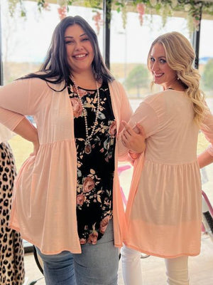 Whitley Ruffled Open Cardigan - Blush | Sparkles & Lace Boutique