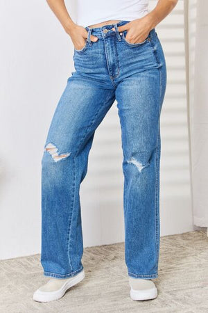 Judy Blue High Waist Distressed Straight-Leg Jeans - Online Exclusive