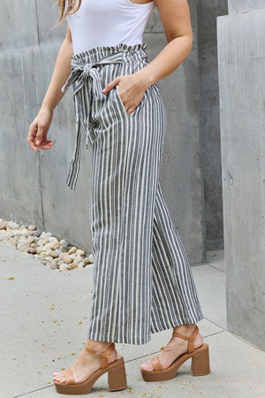 Georgia Paperbag Waist Striped Culotte Pants - Online Exclusive | Sparkles & Lace Boutique