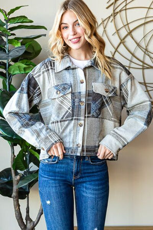 Robyn Plaid Button Up Long Sleeve Shacket - Online Exclusive