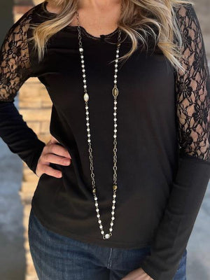 Ramona Black Lace Long Sleeve Top | Sparkles & Lace Boutique