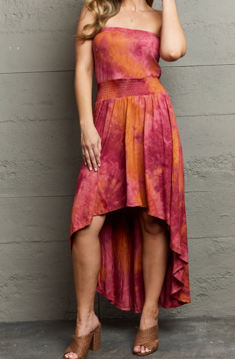 Megan Sleeveless High Low Tie Dye Dress - Online Exclusive