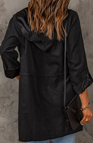 Julia Drawstring Hooded Longline Jacket - Online Exclusive | Sparkles & Lace Boutique
