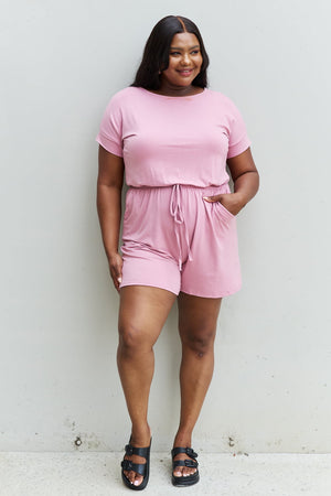 Cali Short Sleeve Romper in Light Carnation Pink - Online Exclusive | Sparkles & Lace Boutique