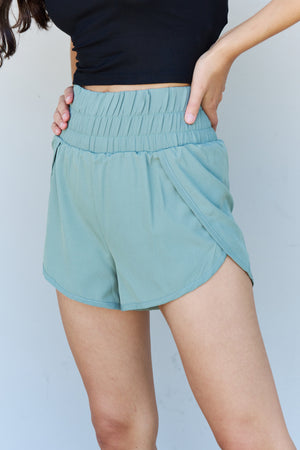 Roxy High Waistband Active Shorts in Sage - Online Exclusive | Sparkles & Lace Boutique