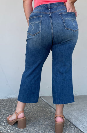 Judy Blue Medium Wash Wide Leg Cropped Jeans - Online Exclusive | Sparkles & Lace Boutique