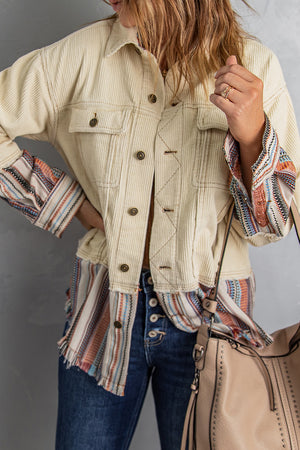 Autumn Striped Frayed Hem Corduroy Jacket - Online Exclusive | Sparkles & Lace Boutique