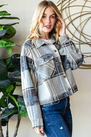 Robyn Plaid Button Up Long Sleeve Shacket - Online Exclusive