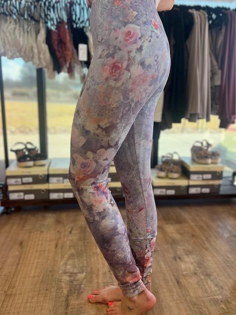 Havyn Damask Watercolor Sublimation Print M.Rena High Waist Leggings | Sparkles & Lace Boutique