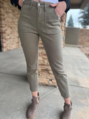 Judy Blue Olive Utility Slim Fit Jeans | Sparkles & Lace Boutique