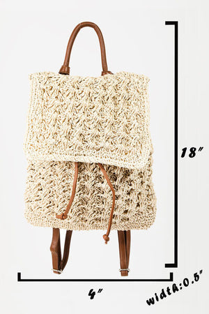 Sasha Straw Braided Faux Leather Strap Backpack Bag - Online Exclusive