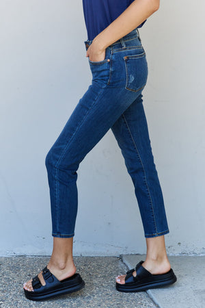 Judy Blue Mid Rise Cropped Relax Fit Medium Wash Jeans - Online Exclusive | Sparkles & Lace Boutique