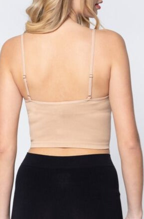 Tayla Round Neck Crop Rib Seamless Nude Cami - Online Exclusive