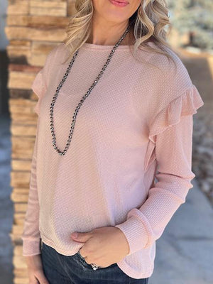 Dahlia Blush Ruffled Top with Open Back | Sparkles & Lace Boutique