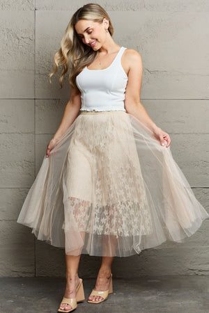 Callista Lace Flowy Midi Skirt - Online Exclusive | Sparkles & Lace Boutique