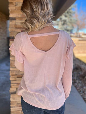 Dahlia Blush Ruffled Top with Open Back | Sparkles & Lace Boutique