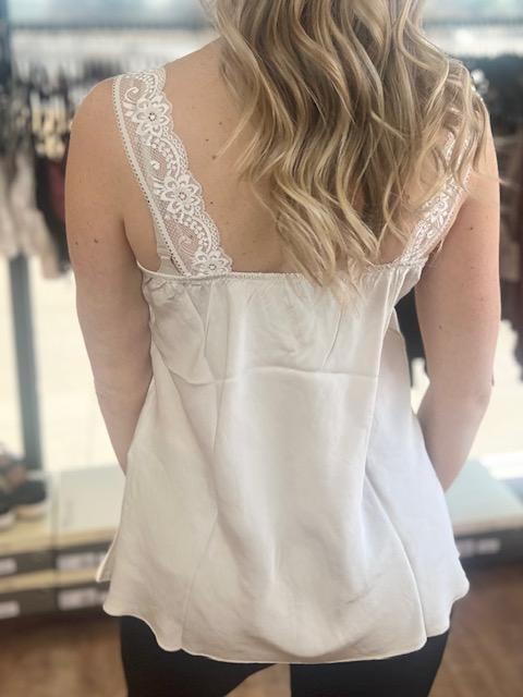 Cassandra Lace Cami in Pearl | Sparkles & Lace Boutique