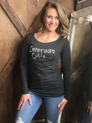 Colorado Cutie with a Rocky Mountain Booty Long Sleeve - Vintage Black | Sparkles & Lace Boutique