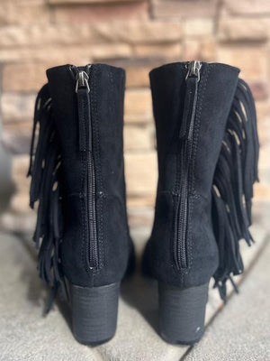 Foxie Black Fringe Boots | Sparkles & Lace Boutique