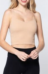 Tayla Round Neck Crop Rib Seamless Nude Cami - Online Exclusive