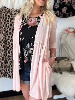 Whitley Ruffled Open Cardigan - Blush | Sparkles & Lace Boutique