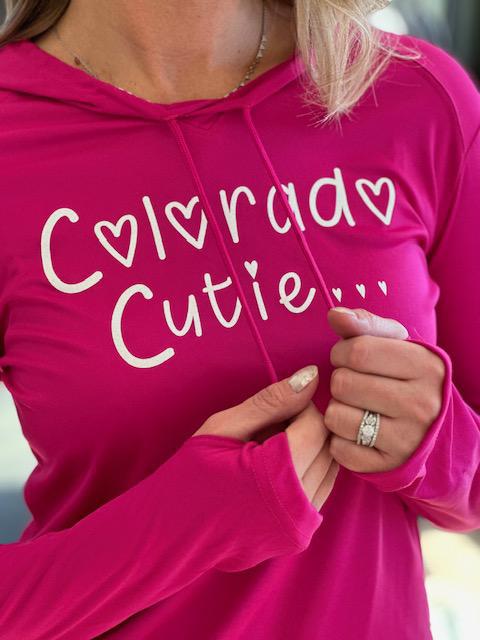 Colorado Cutie Hot Pink Long Sleeve Hoodie | Sparkles & Lace Boutique