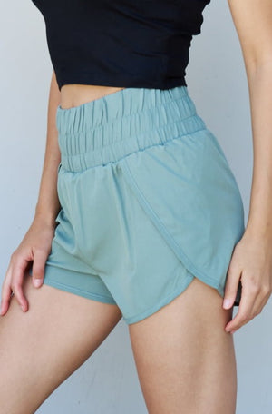 Roxy High Waistband Active Shorts in Sage - Online Exclusive | Sparkles & Lace Boutique