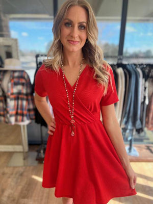 Felicity Red Dress with Built-in Shorts | Sparkles & Lace Boutique