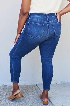 Judy Blue Mid Rise Crinkle Ankle Detail Skinny Jeans - Online Exclusive | Sparkles & Lace Boutique