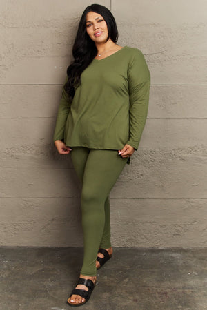 Kayla Long Sleeve Top and Leggings Set in Moss Green - Online Exclusive | Sparkles & Lace Boutique