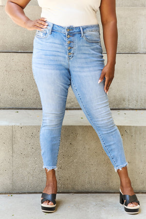 Judy Blue Button Fly Raw Hem Jeans - Online Exclusive | Sparkles & Lace Boutique
