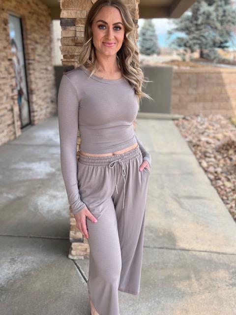 Ainsley Crop Top in Taupe | Sparkles & Lace Boutique
