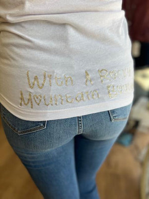 Colorado Cutie with a Rocky Mountain Booty Tee - White with Gold | Sparkles & Lace Boutique