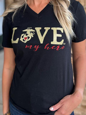 Love My Hero Tee - Marines | Sparkles & Lace Boutique