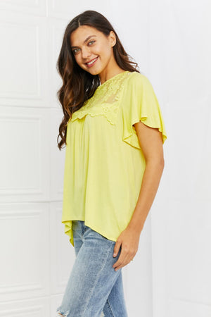 Melanie Lace Embroidered Top in Yellow - Online Exclusive | Sparkles & Lace Boutique
