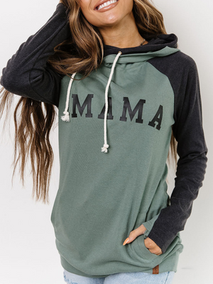 Mama Double Hoodie - Olive and Black | Sparkles & Lace Boutique