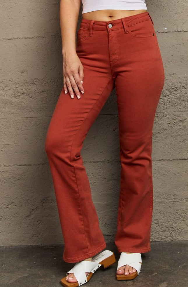 Judy Blue Mid Rise Slim Bootcut Terracotta Jeans - Online Exclusive | Sparkles & Lace Boutique
