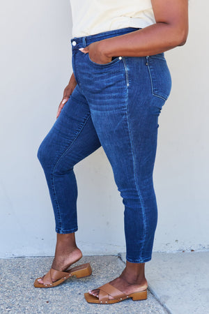 Judy Blue Mid Rise Crinkle Ankle Detail Skinny Jeans - Online Exclusive | Sparkles & Lace Boutique