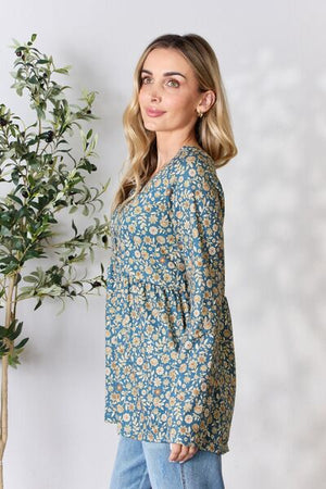 Bellamie Floral Half Button Long Sleeve Blouse - Online Exclusive